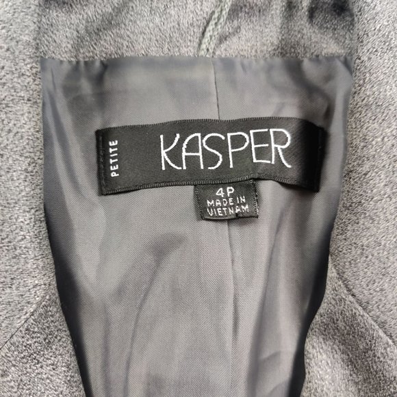KASPER Womens petite avant garde career power suit blazer jacket grey sz 4P - Picture 4 of 6
